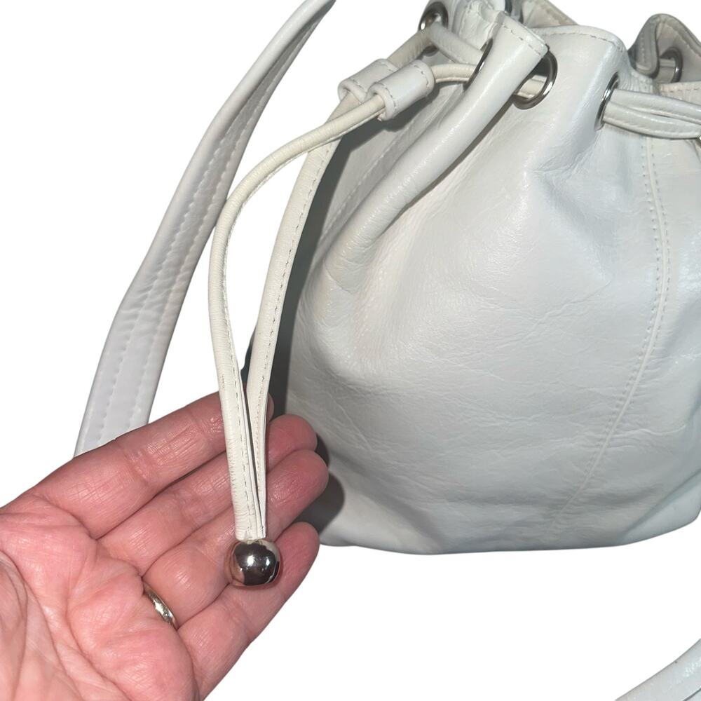 Tignanello White Leather Drawstring Crossbody Bag - image 4